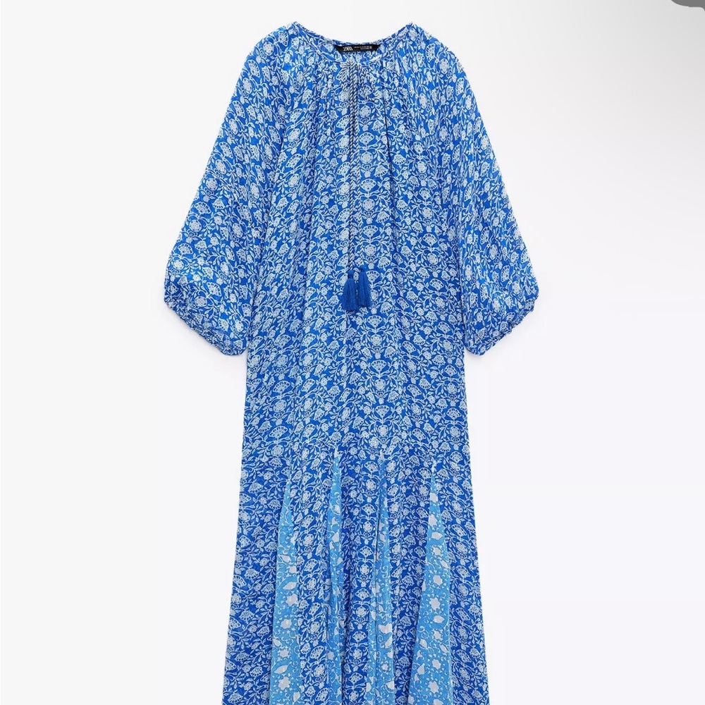 Zara Blue Sundress with 3/4 Bishop Sleeves